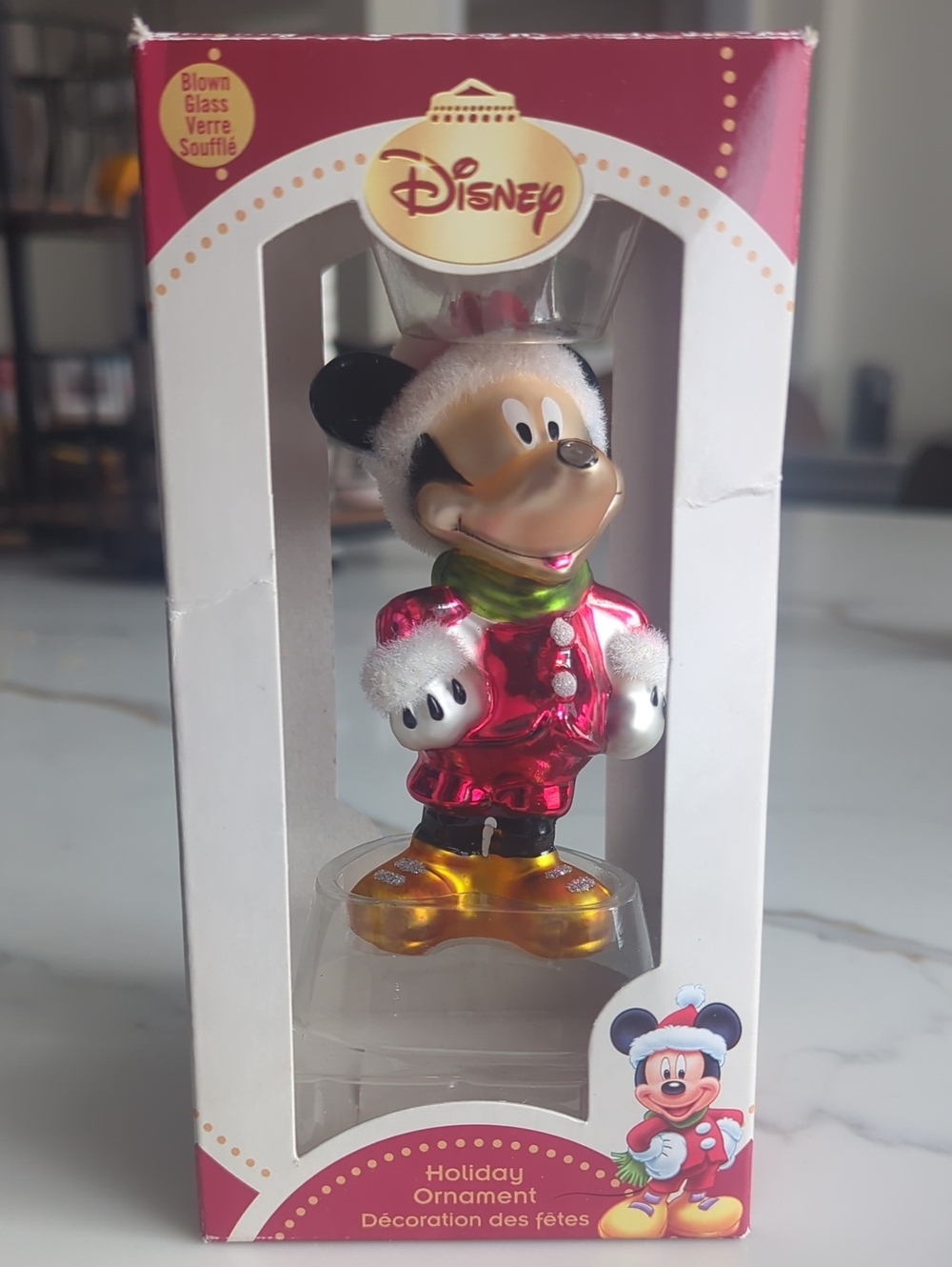 Blown Glass Mickey Mouse Christmas Tree Ornament
